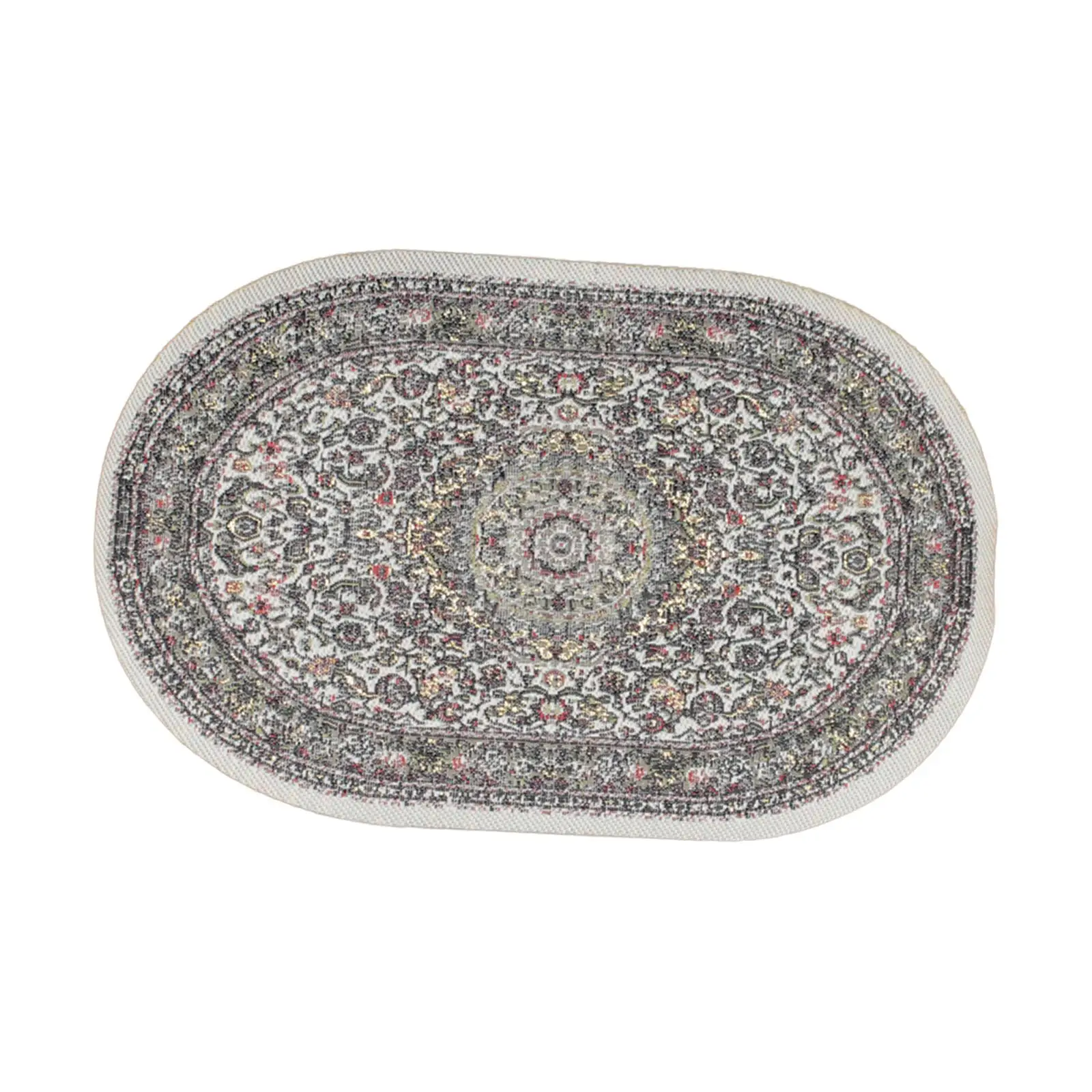 

12TH Dollhouse Carpet Turkish Style Furniture Decor Tiny Oval Floor Mat for BJD Doll Parts Doll House Accessories Ornament