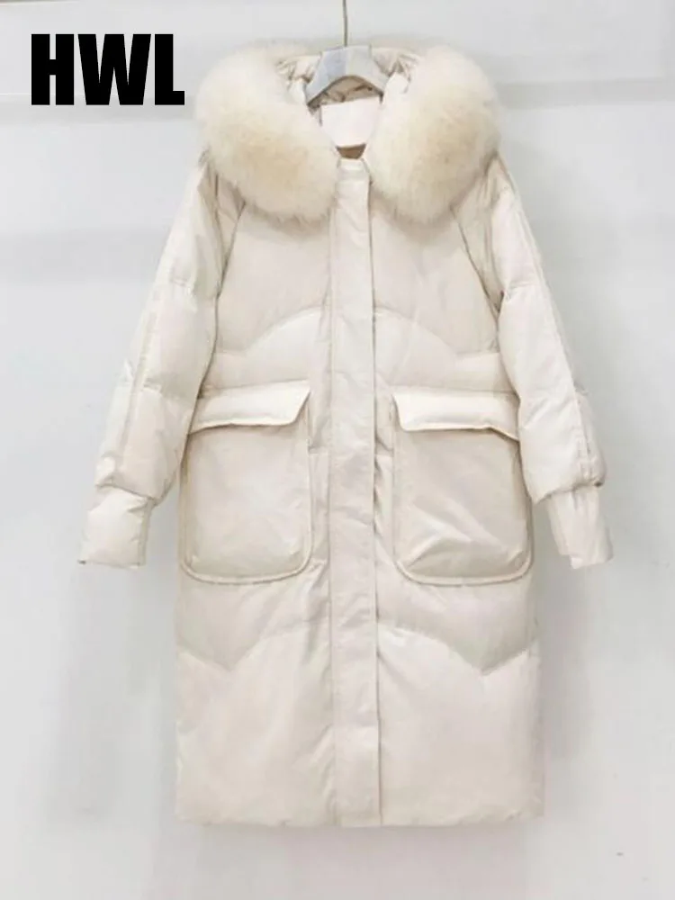 Cotton Padded Fur Long Parka Oversize Loose New Winter -30 ℃ Big Pocket Jacket Streetwear Loose Parka Women Harajuku Coat