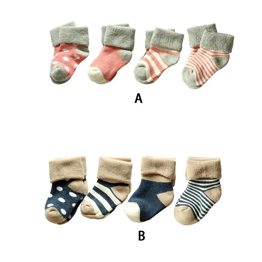 

Baby Sock Set 4 Pair Baby Sock Breathable Cotton Baby Ankle Sock Anti-slip Unisex Sock Pink XS