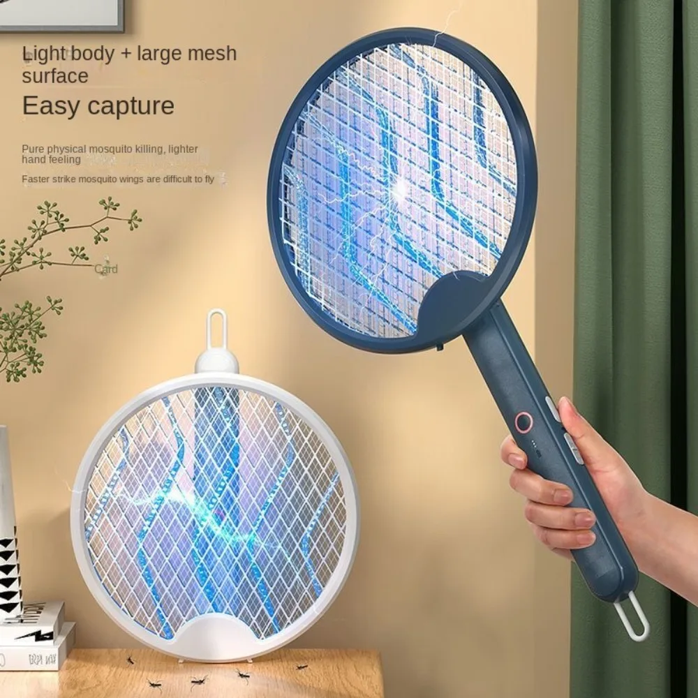 Bug Zapper Racket Trap USB Rechargeable 4-in-1 Foldable Fly Swatter Electric Mosquito Swatter Mosquito Killer Lamp