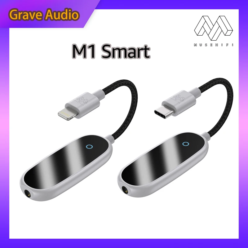 

MUSEHIFI M1 Smart Dac Type-C and lightning to 3.5mm Headphone Adapter Bes3001/ C100 DAC Chip Supports Native 32-bit 384kHz