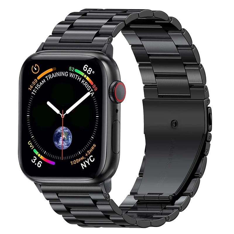 Звеньевой браслет из нержавеющей стали для Apple Watch 7 6 5 4 3 2 ремешок браслета 38 мм 40 44