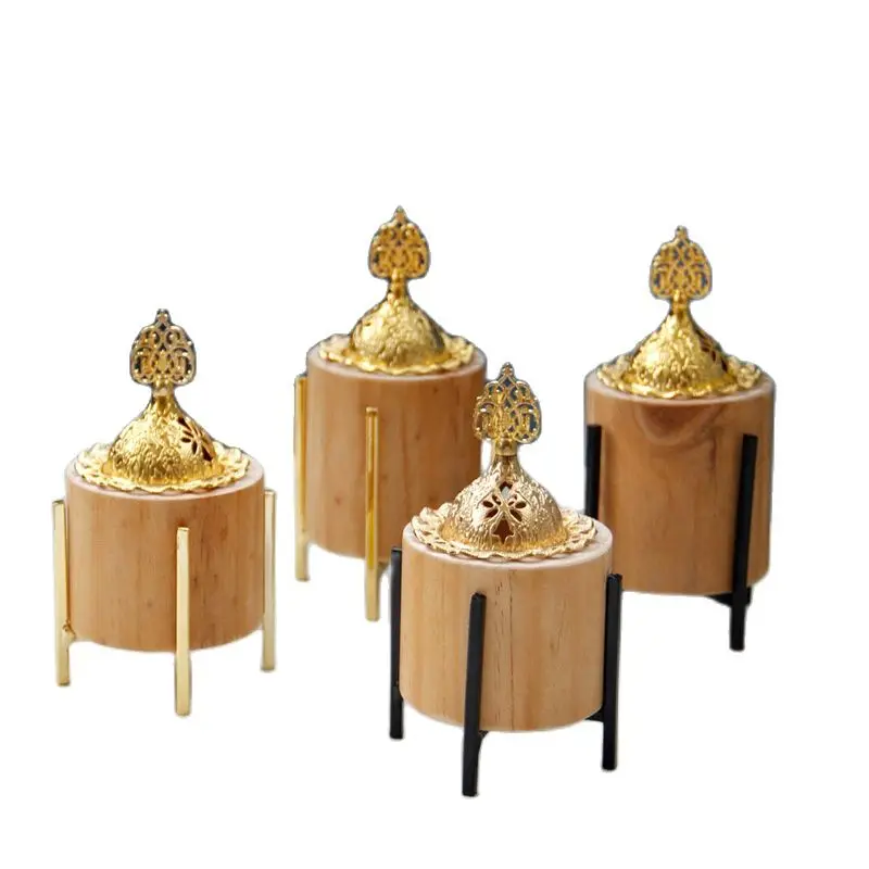 

Incense Cones Burner Holder Charcoal Arab Gold Metal Wooden Incense Burner Bakhor Luxury Incense Burner Home Temple Meditation