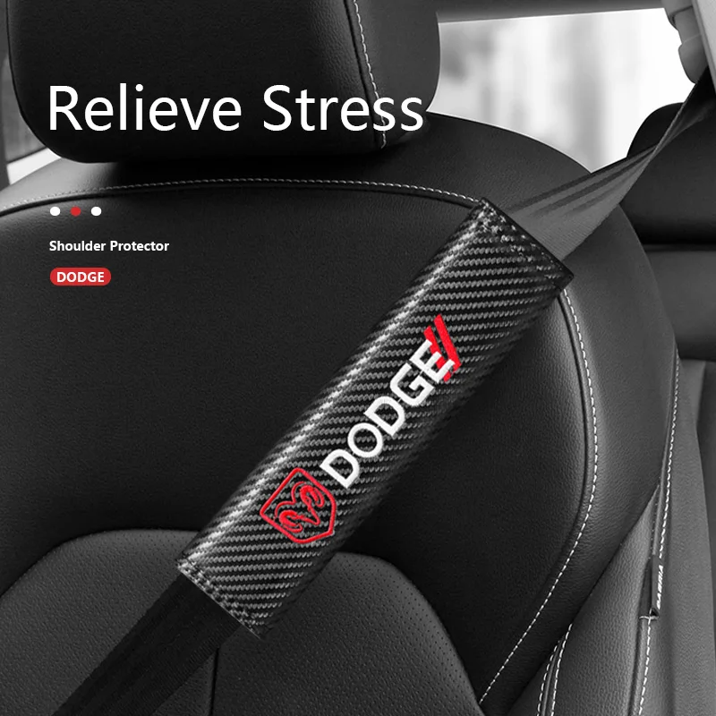 

Car Badge Seat Belt Shoulder Pad Carbon Fiber Protect Cushion For Dodge Challenger Journey Intrepid RAM 1500 2500 Stratus Magnum