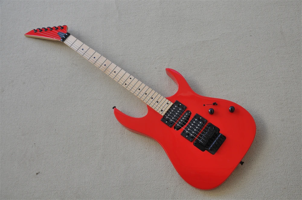 

24 fret electric guitar Maple fretboard red black hardware tremolo bridge real photos in stock 41