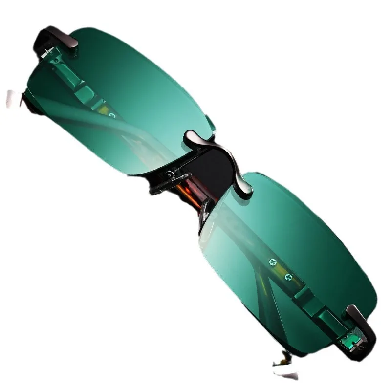 Очки с хрустальным камнем зеленые индивидуальные мужские и женские безрамочные