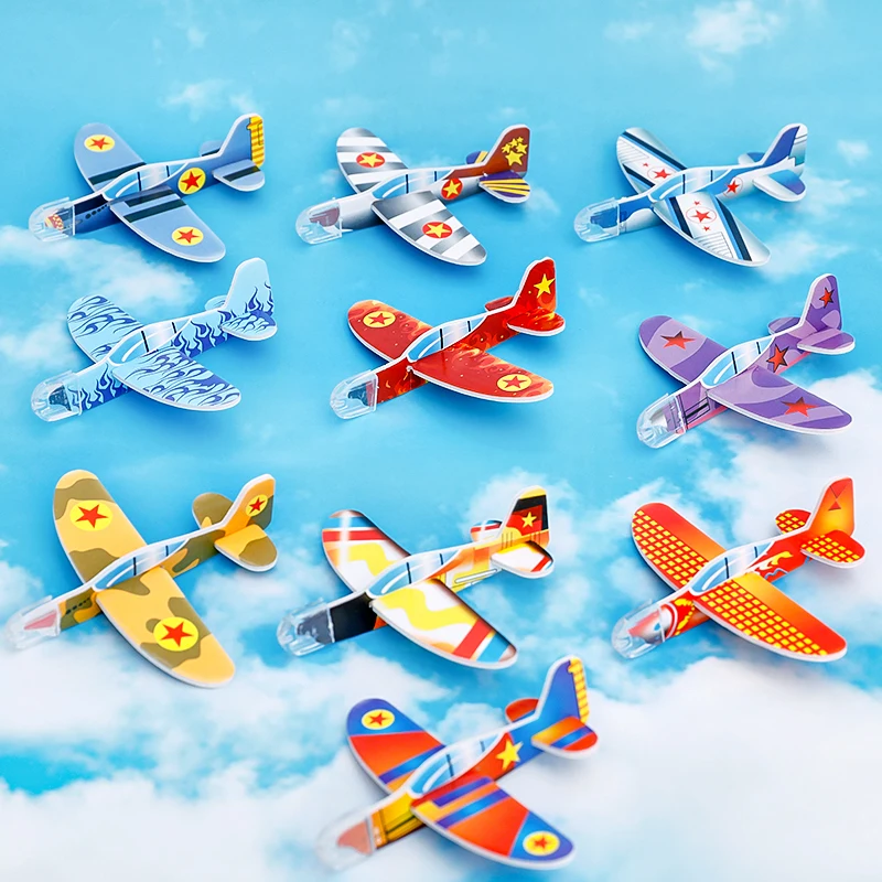 

5PCS Cartoon Foam Mini Hand Throwing Airplane Boy Creative Aviation Model Children Puzzle DIY Toy Gift