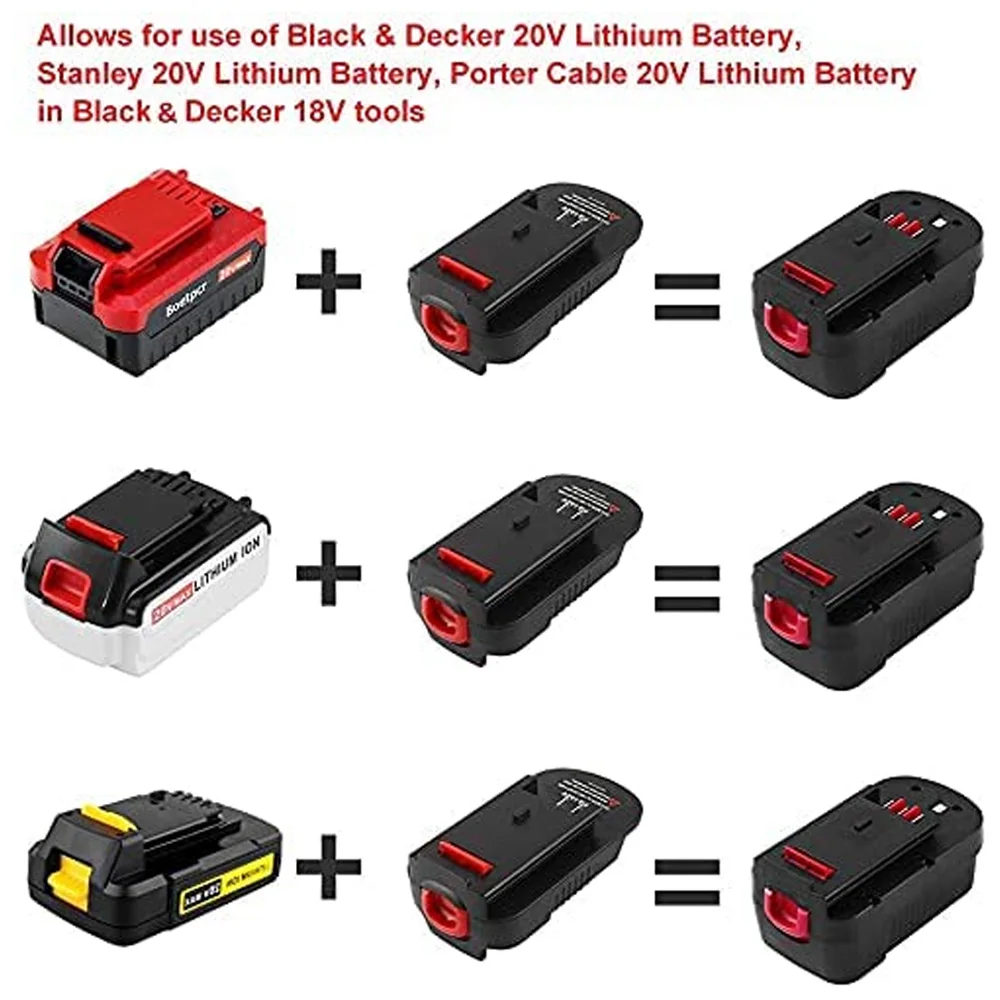 Фото Для Black Decker/Stanley/Porter Cable 20 В Макс. литиевая батарея на NiCad и NiMh аккумулятор, адаптер преобразователя аккумулятора для электроинструментов №3