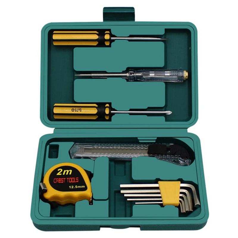 

CREST 11 Pieces Small Household Hardware Toolbox Set Multifunctional Hand Tool Kit Household Screwdriver Kit