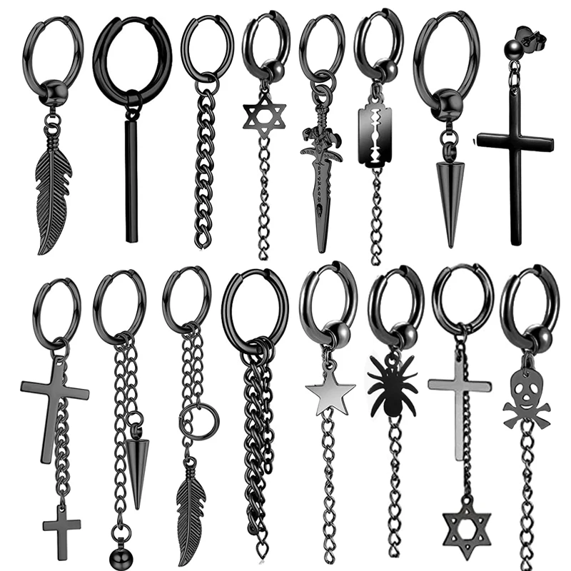 Женские серьги-кольца из нержавеющей стали подвеска в готическом стиле