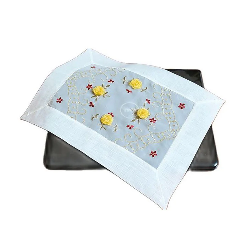 Горячая Распродажа кружевная нитка 3D вышивка розы коврик для стола