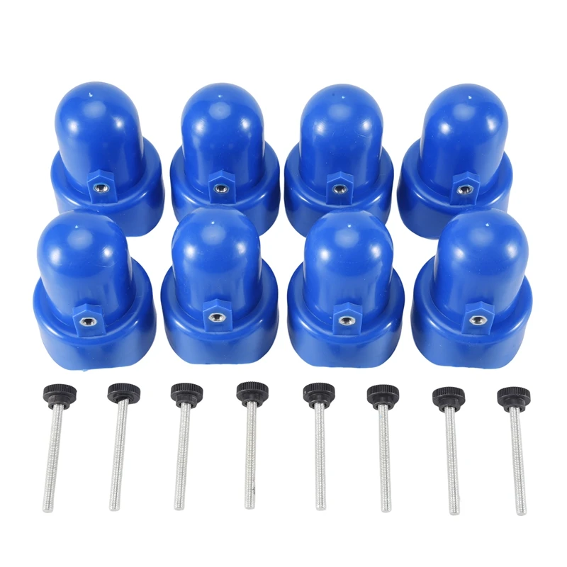 

1.5 Inch Diameter Trampoline Enclosure Pole Cap With Screw Thumb, 8 Pieces, Blue