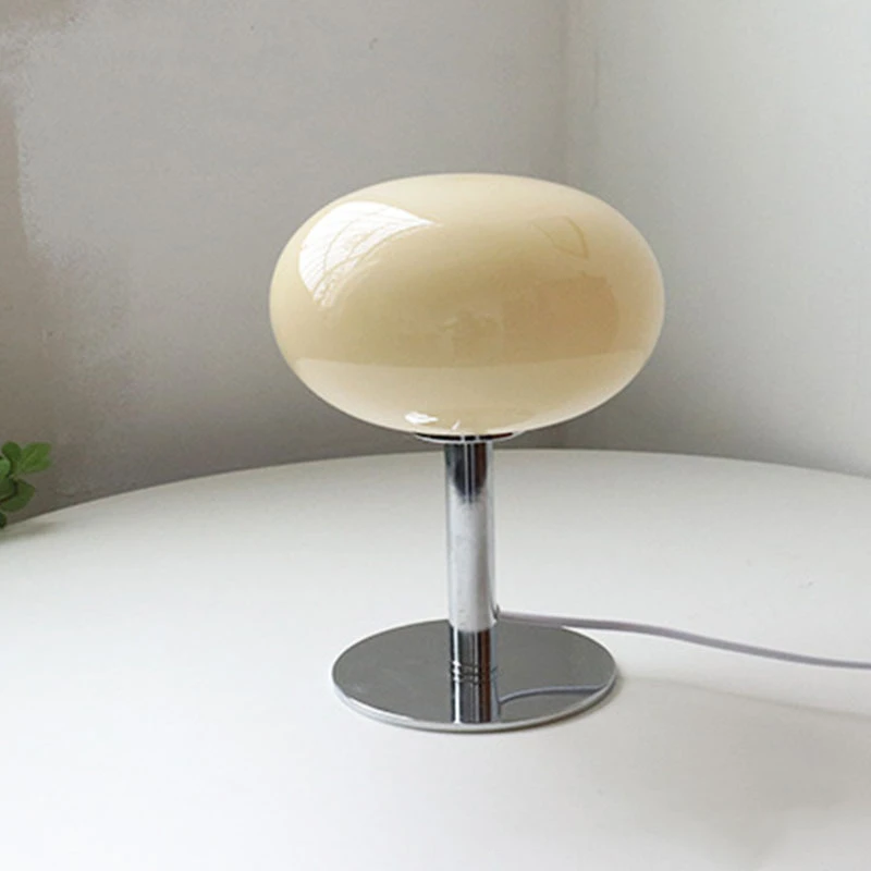 

Lollipop Table Lamp Medieval Cream Glass Lamp Living Room Bedroom Study Simple Atmosphere Retro Glass Standing Lamp Home Deco