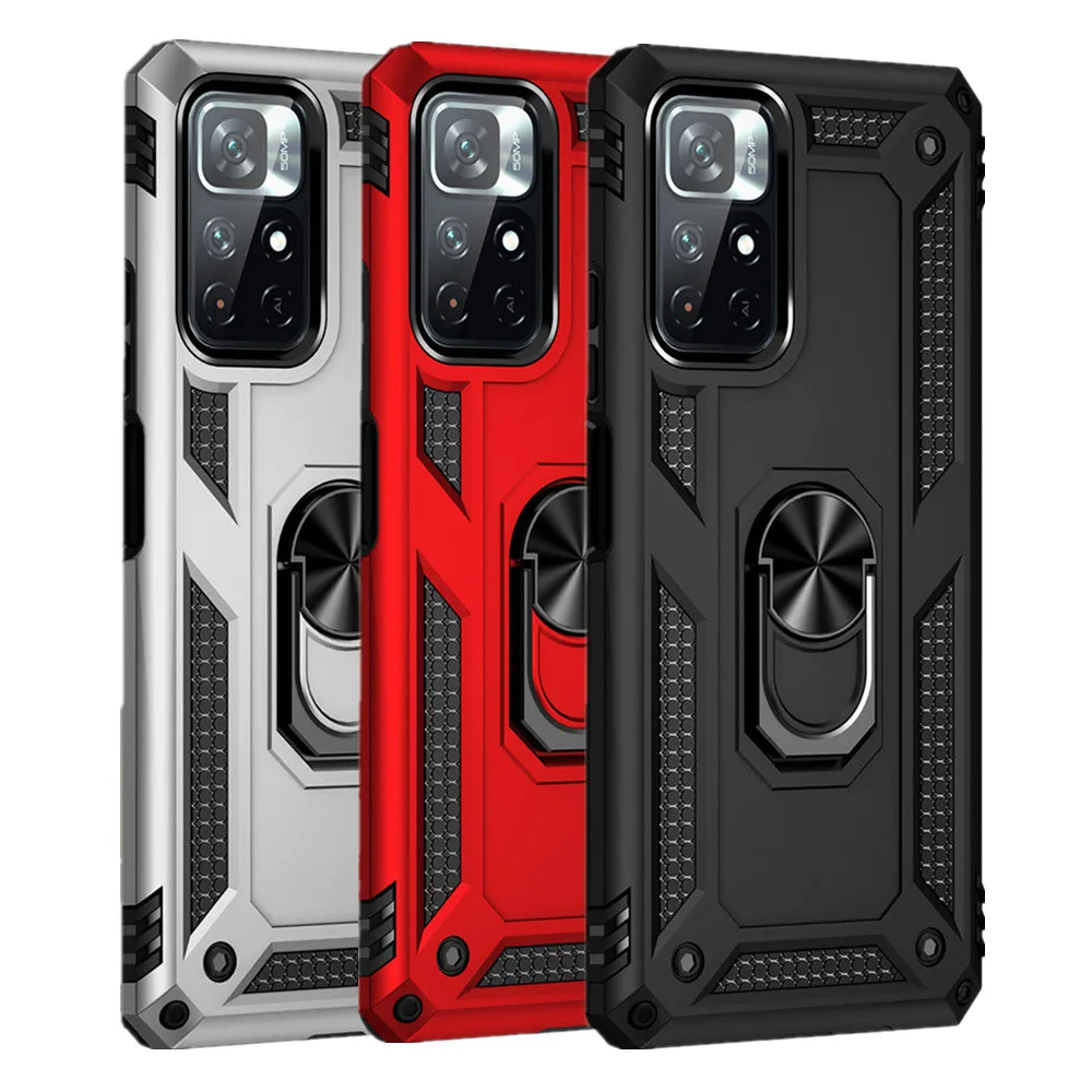 

POCO M4 Pro Armor Shockproof Case For POCO M4 Pro X3 GT POCO M3 Pro F3 m3 X3 NFC X3 Pro F2 Pro Silicone Hybrid Cover Metal Ring