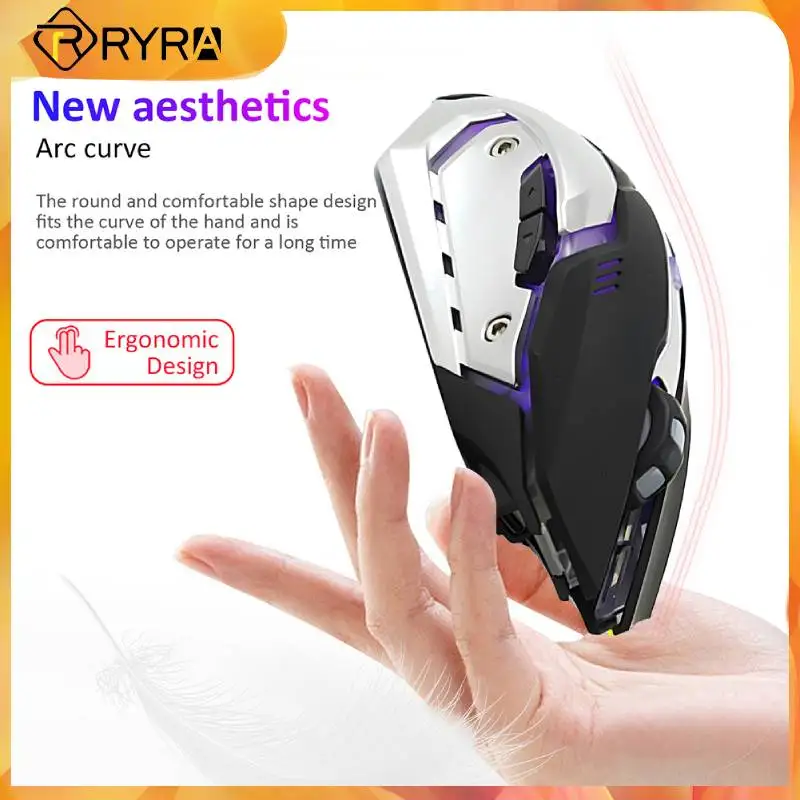 

RYRA Wireless Charging Mouse With USB Receiver 4 Keys Silent Gaming Mice 1600DPI 2.4Ghz Rechargeable Macbook Computer Supplies