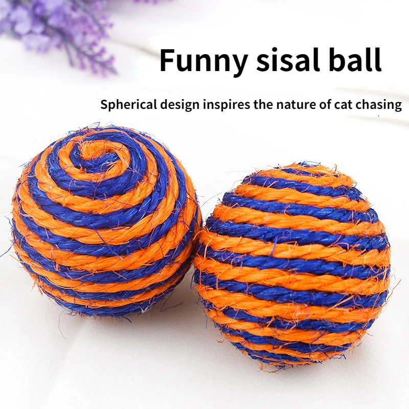 

New Pet Toy Color Matches Sisal Ball To Amuse Cat Anti Bite 2 Color Ball Cat Product Cat Toy Interaction Pet Accessories