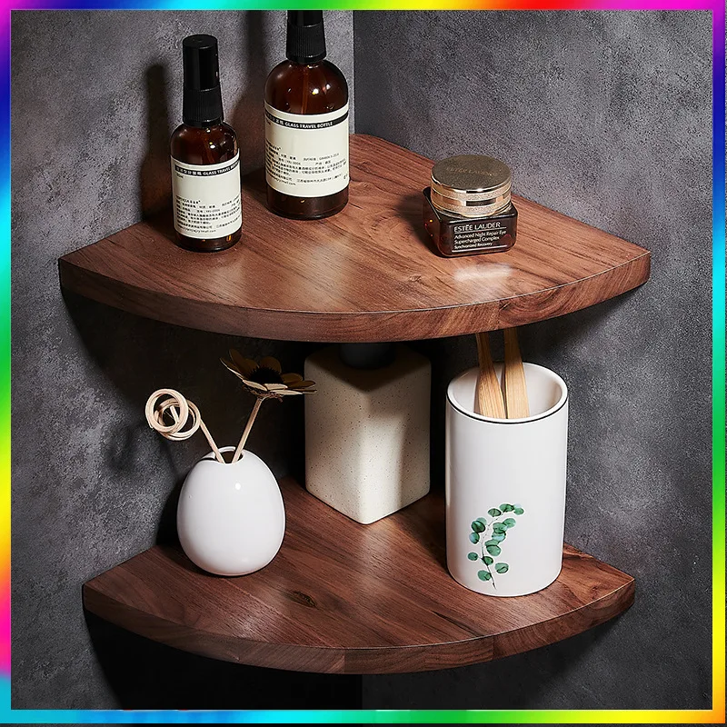 

Настенная угловая полка для ванной комнаты, из ореха