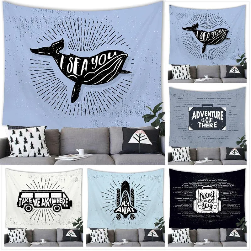 

Креативный мультяшный искусственный настенный Ретро девиз геометрический Декор гобелен Декор для дома Декор для комнаты фон Настенный дек...