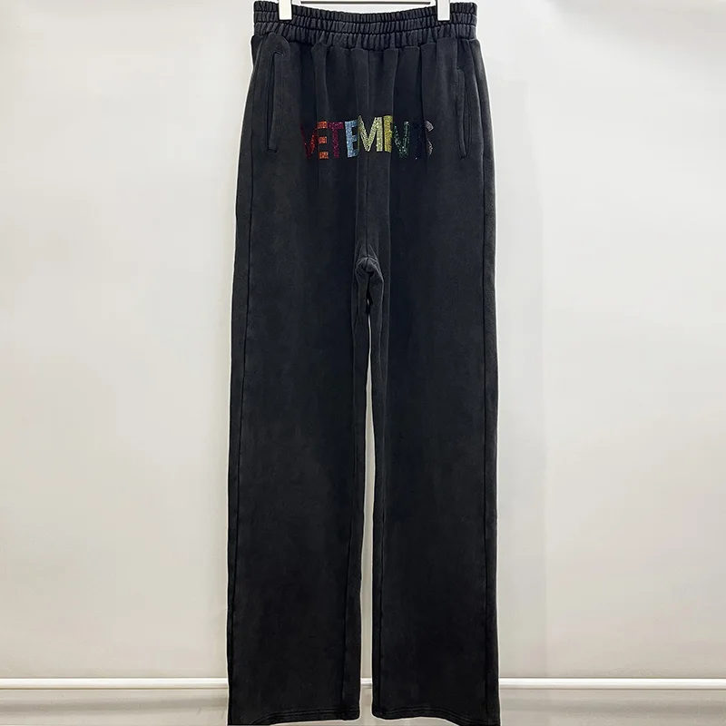 

VETEMENTS Trousers Straight Tube Colorful Letters Mopping Pants Men Women 1:1 VTM Cotton Terry Sweatpants