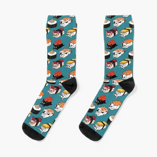 

Sushi Frenchie Crew Socks Cute Sports Cartoon Short Autumn Best Breathable Mens Black Funny Women Winter Cotton Pattern