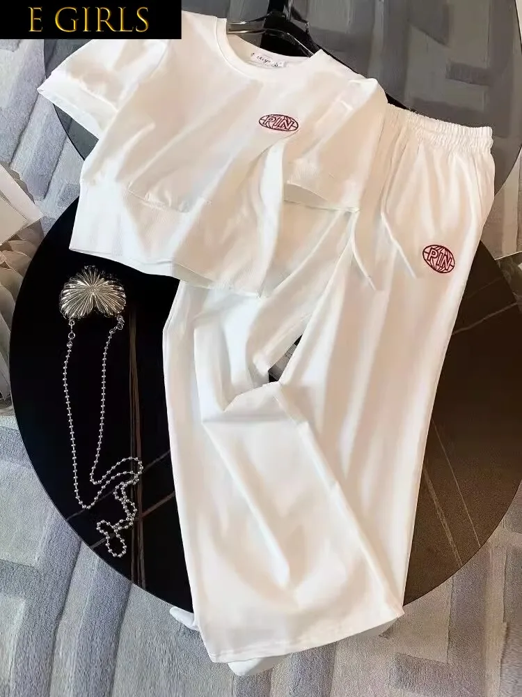 

F GIRLS Summer Outfits Conjuntos Para Mujeres 2 Piezas 2023 Casual Short Sleeved Top Long Pants Casual Two Piece Set For Women T