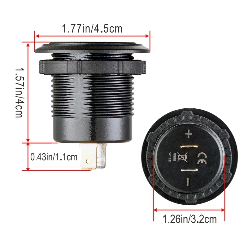 Фото Автомобильное зарядное устройство USB Type-C, 12 В/24 В, Usb Outlet36W, 2 порта, автомобильное зарядное устройство, розетка для морского автомобиля, мотоцикла, грузовика №5