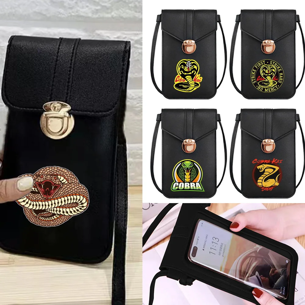 

Mobile Phone Bag for Samsung/iPhone/Huawei Case Shoulder Bags Women Cobra Pattern Purse Universal PU Waterproof Phone Pouch