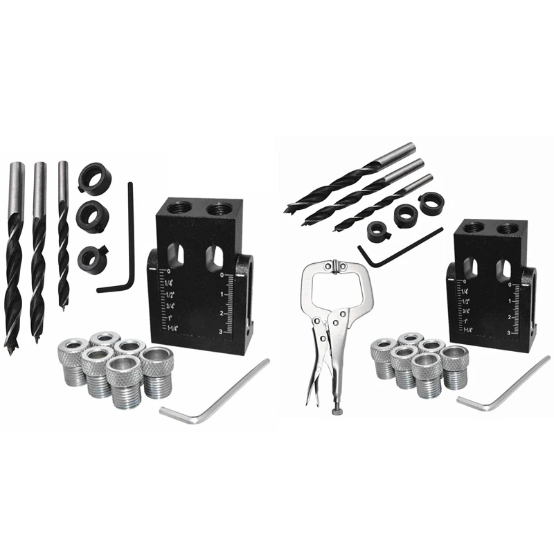 

Pocket Hole Dowel Jig Black 15 Degree Angle Adjustable Woodworking Inclined Hole Fixer Puncher Locator Drill Bit