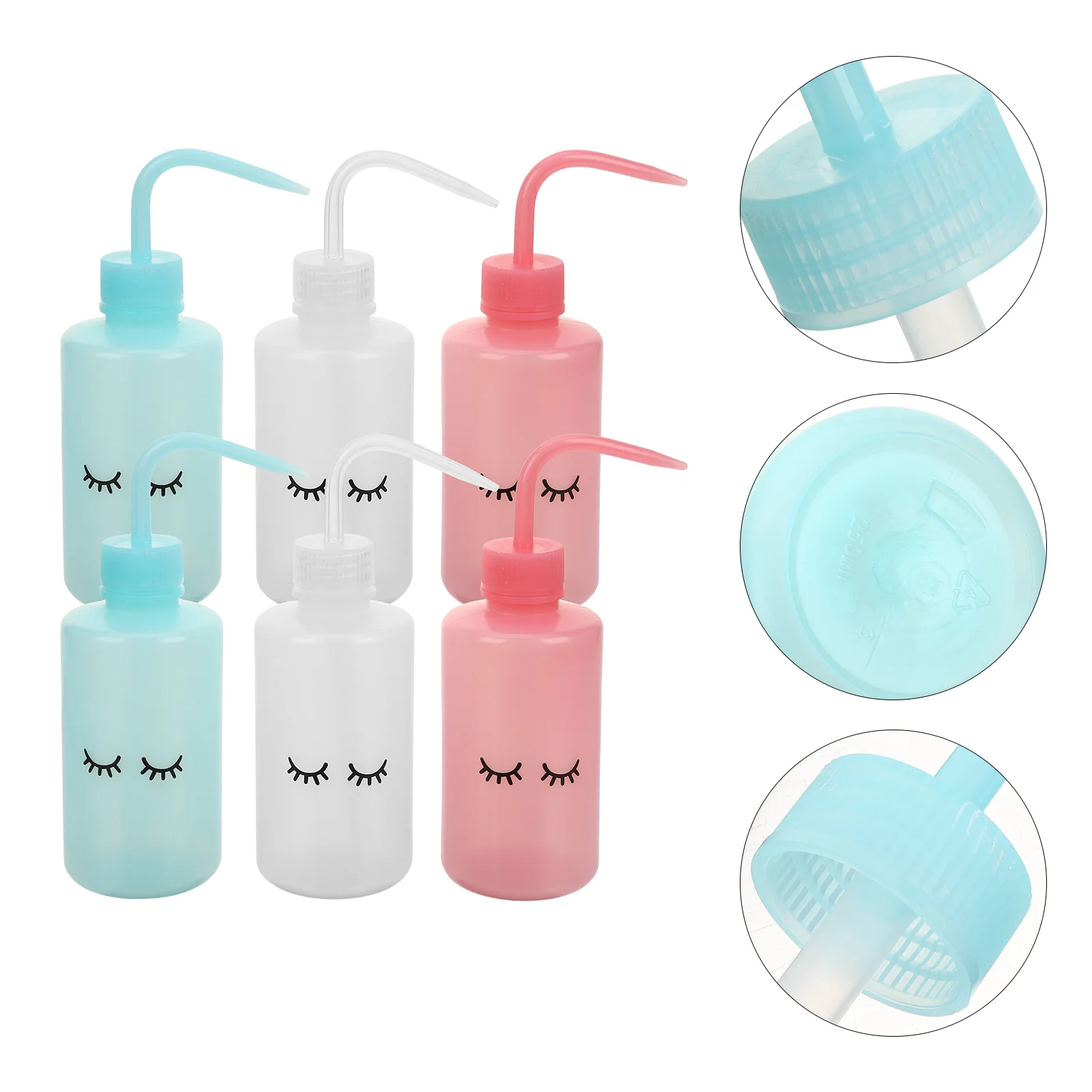 

6 Pcs Curved Mouth Kettle Plastic Squeeze Bottles Liquids Makeup Brush Cleaners Extruder