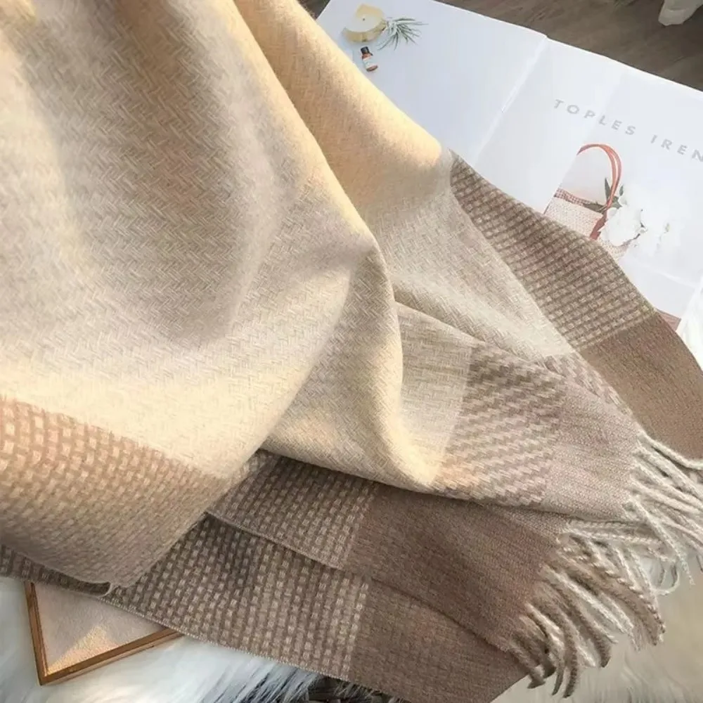 Утолщенный кашемировый шарф в корейском стиле ветрозащитный теплый утеплитель