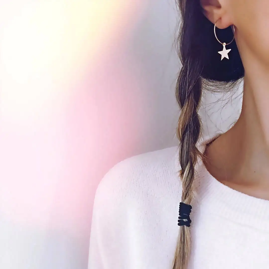 

Simple Star Pendant Hoop Earrings Geometric Stud Dangle Earrings In Gold or Silver Hoop Earrings for Women Silver