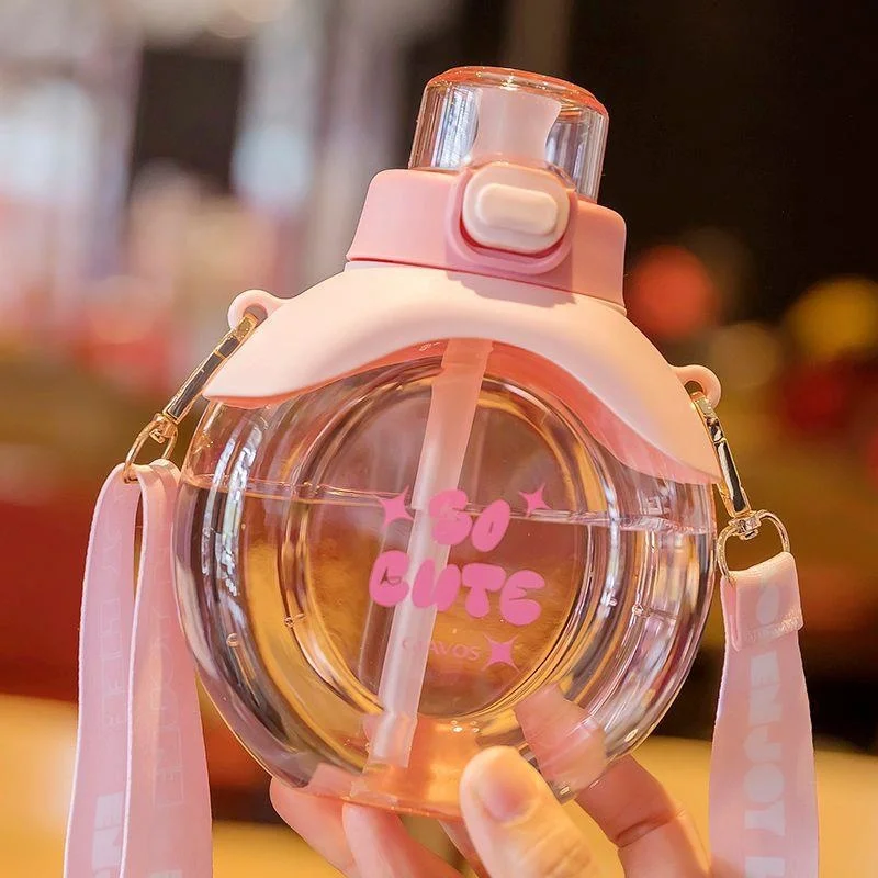 Круглая круглая бутылка для воды 480 мл милая девушка большая емкость уличная