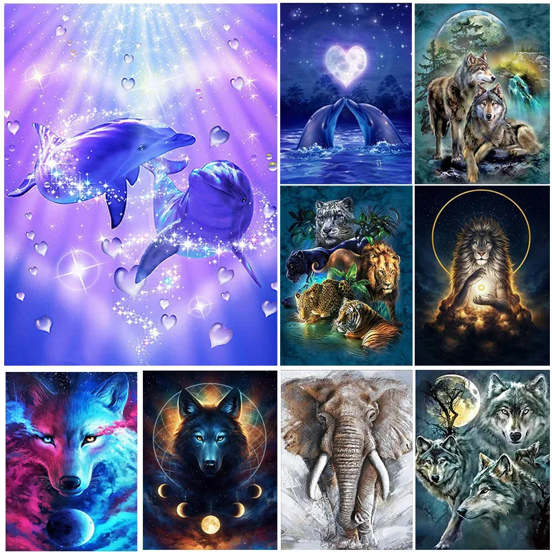 Full Round DIY Diamond Painting Home Decor Paiting Wolf Animal Embroidery Mosaic Rhinestone Picture Art Decoration |