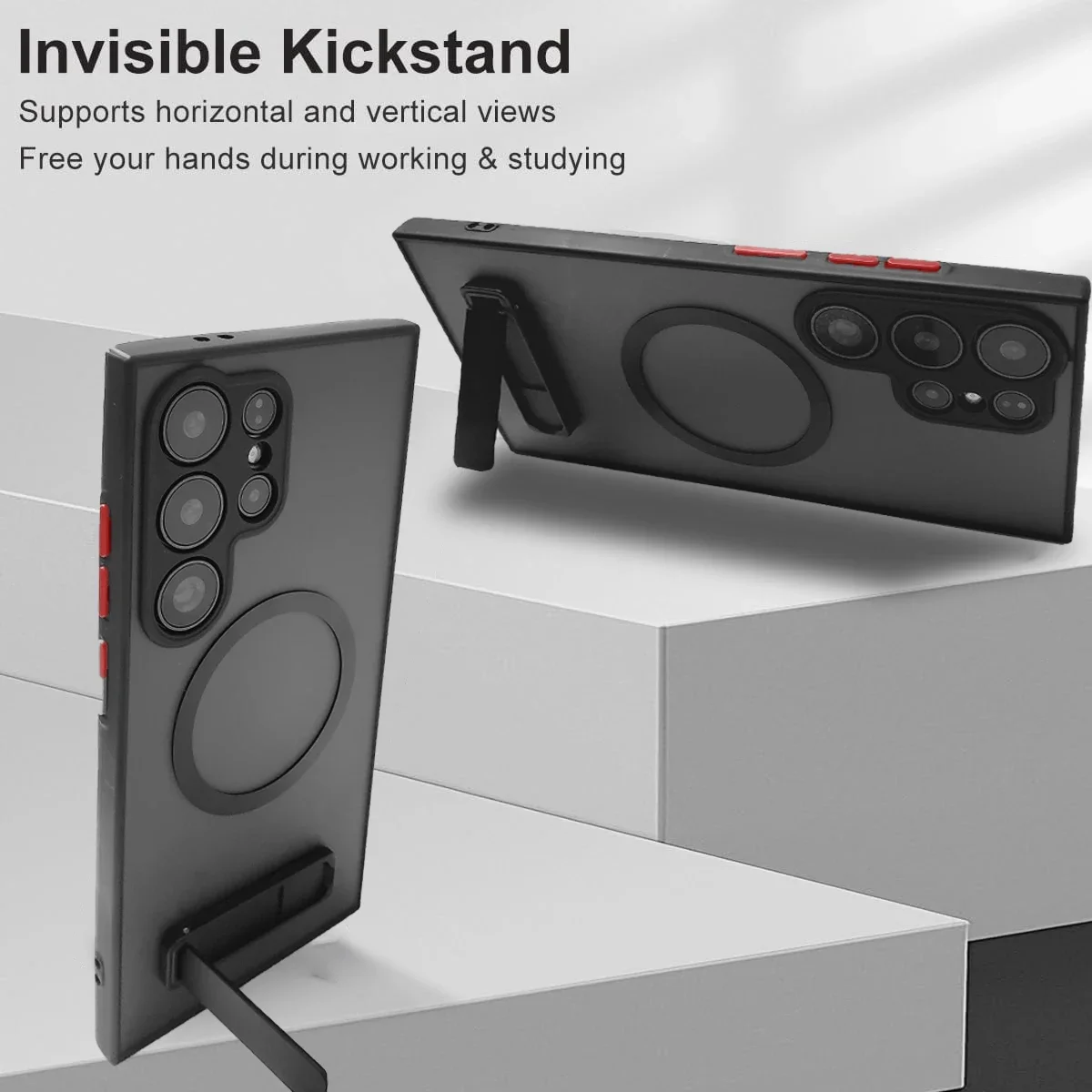 Магнитный чехол UYUXIO для телефона с подставкой Samsung Galaxy S25 Ultra S24 S23 FE S22 Plus матовый