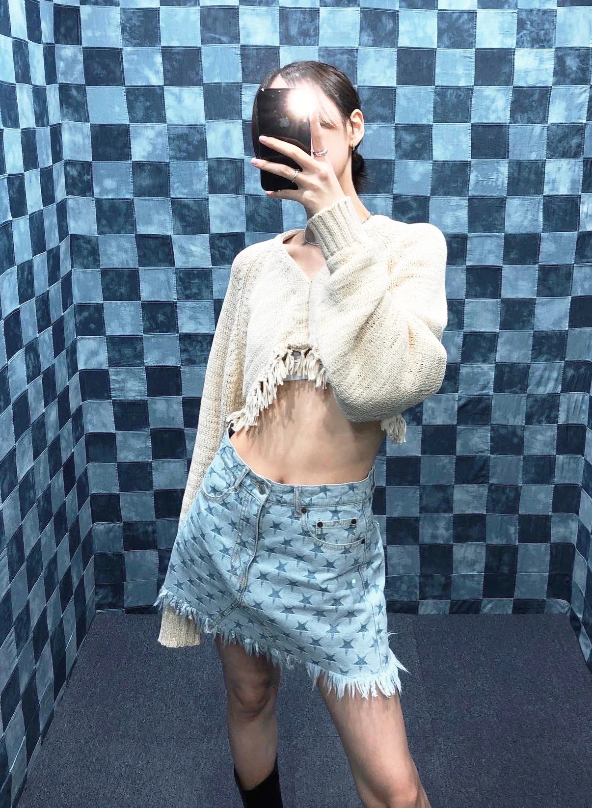 Летняя джинсовая юбка со звездами новая дизайнерская рваная мини-юбка А-силуэта