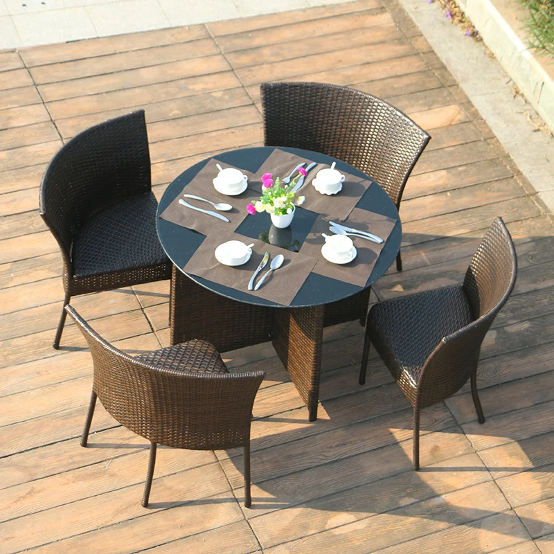 

Rattan Chair Balcony Occasional Table and Chair Five-piece Outdoor Furniture Courtyard Rattan Tea Table Perattan Round Table