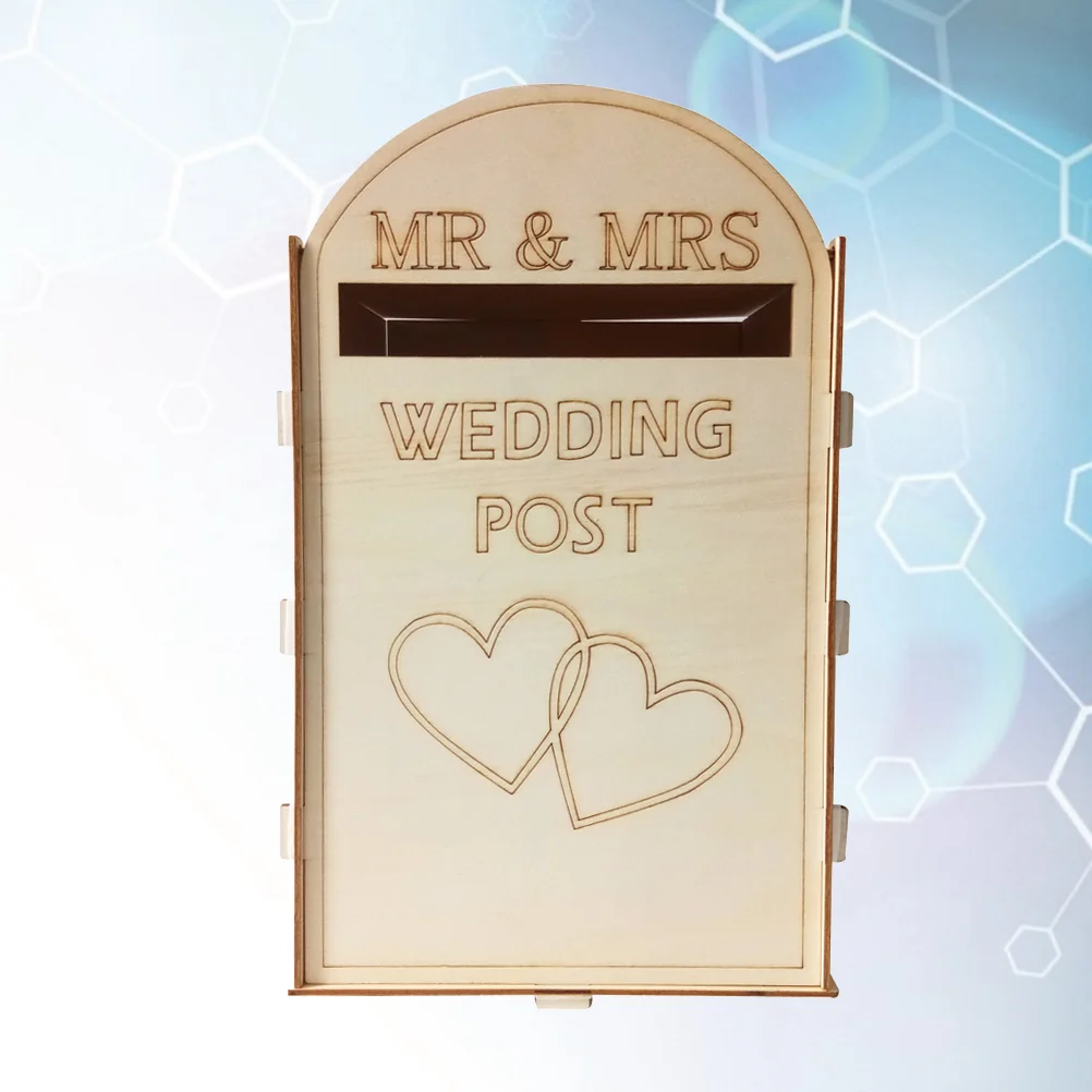 

Box Wedding Wooden Post Mailbox Envelope Gift Rustic Suggestion Decorative Letterbox Donation Key Drop Holder Metal Comment