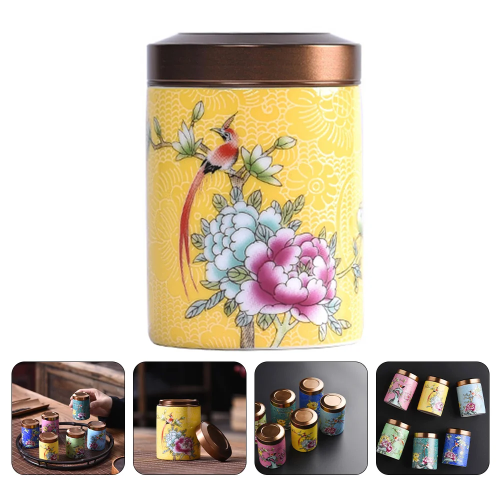 

Tea Storage Jar Canister Ceramic Container Tin Coffee Food Kitchen Jars Can Vintage Metal Tinplate Pepper Bottle Loose Seasoning