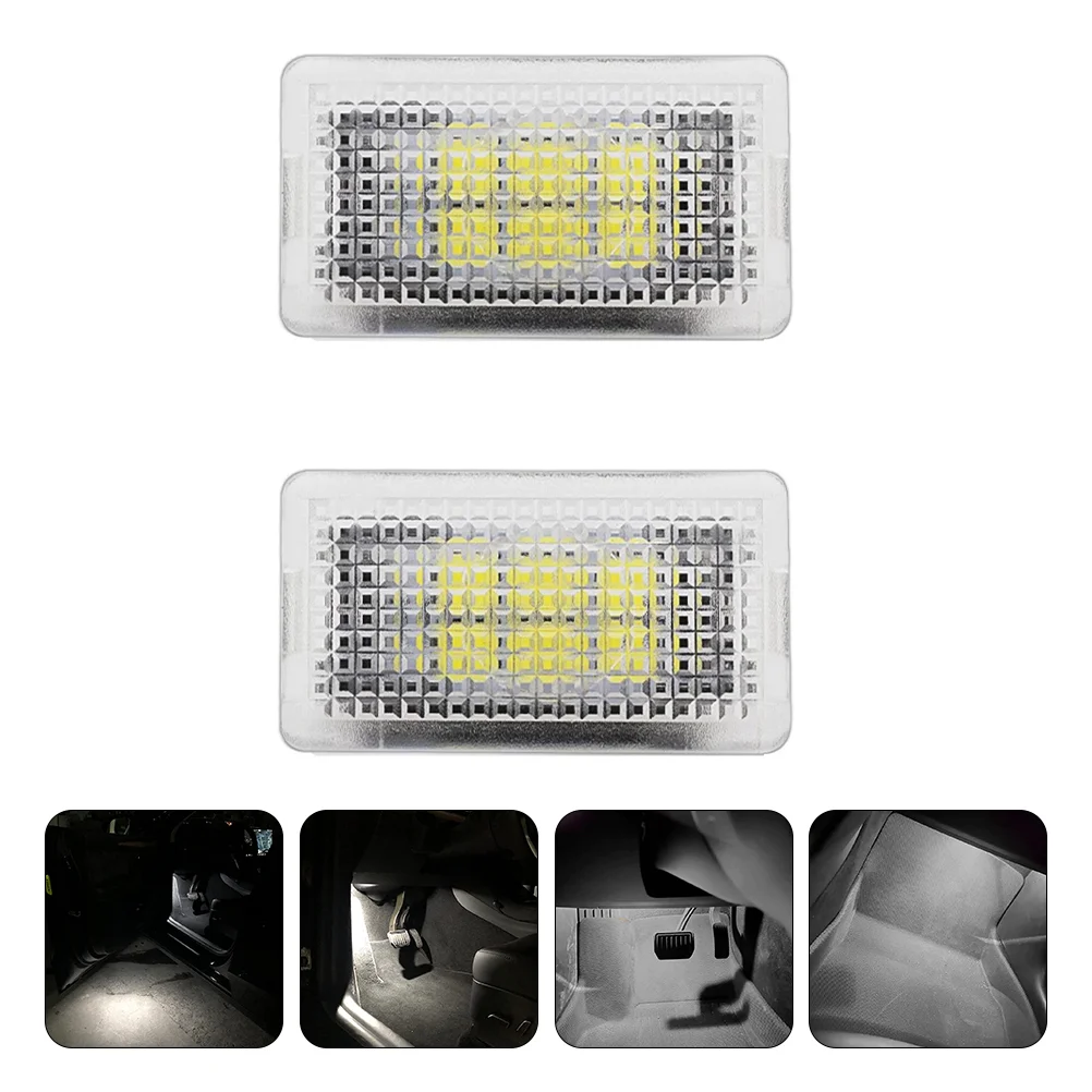 

2 Pcs Footlights Door Courtesy Auto Interior Lamp White Abs Trunk Cargo LED