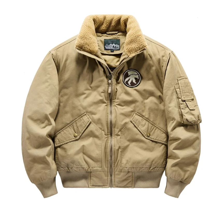 

Imitated Lamb Wool Short Padded Jacket Men's Thickened Add Velvet Large Size Fur Collar Loose Padded Jackets Coats Winter E601