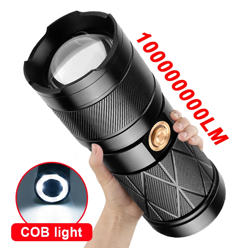 

Ultra Powerful Flashlight 500W Double Head Rechargeable Led Lamp Self Defense Work Light Lantern Camping Outdoor Lighting Torch