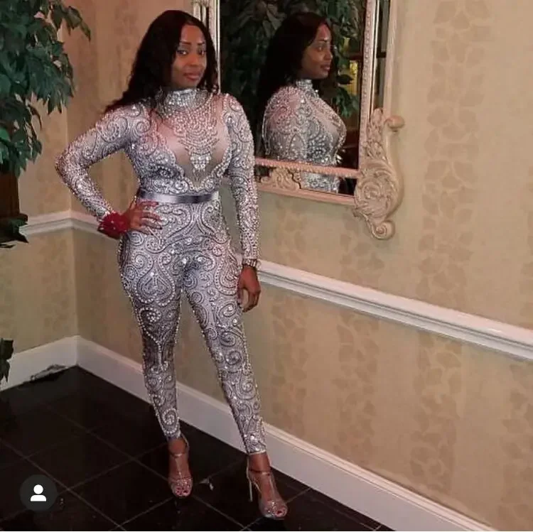 Идеальный подарок роскошный показ элегантный комбинезон с жемчугом и длинными