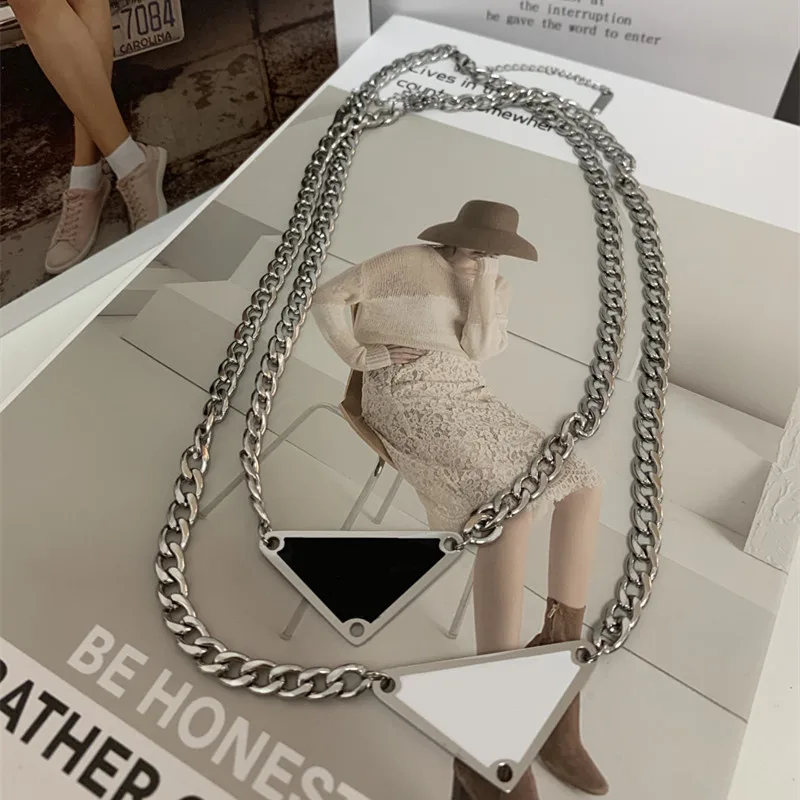 

Trend Classic Necklaces For Men Women Stainless Steel Chain Inverted Triangle Pendant Luxury Design Couple Necklace Jewelry Gift