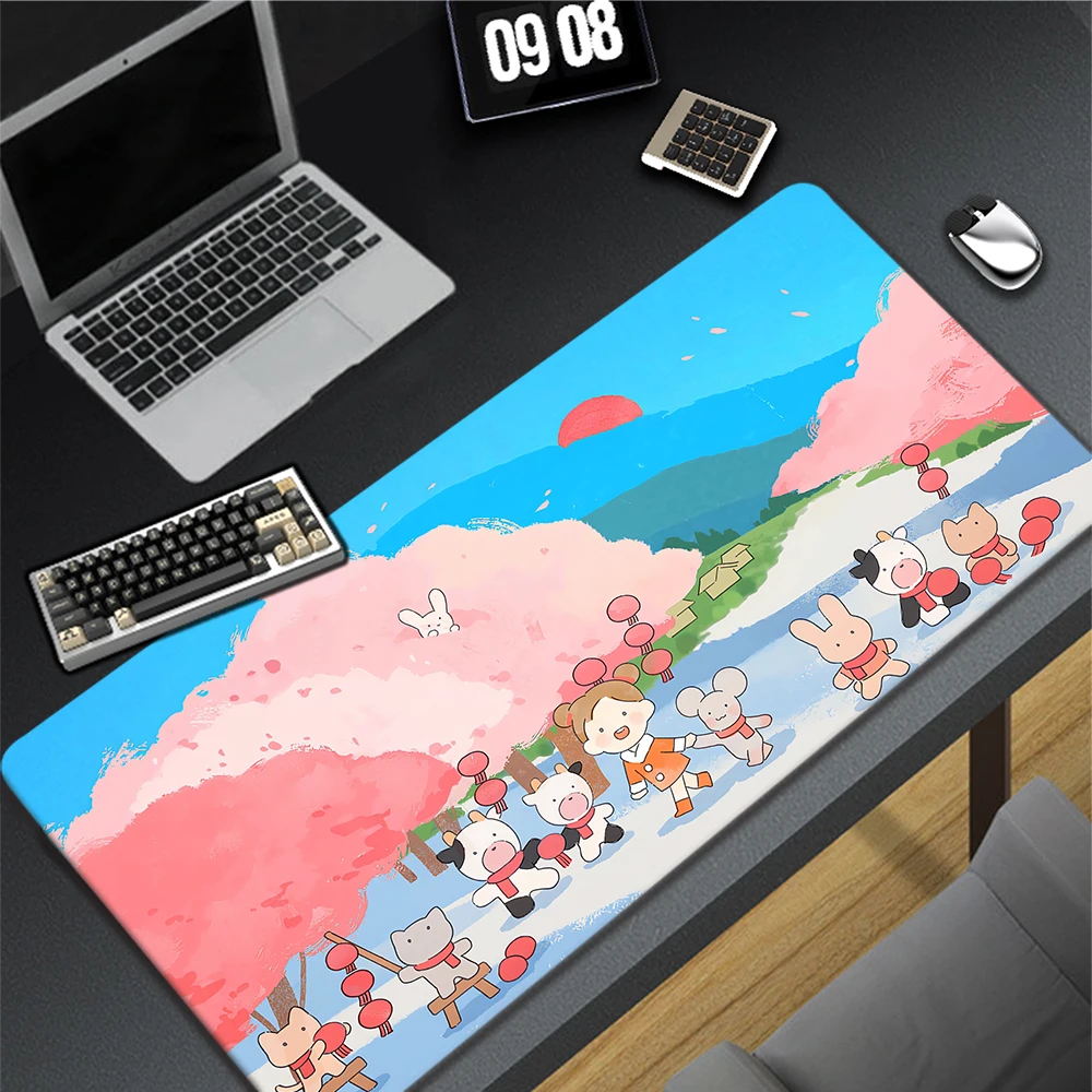 

Kawaii Cute Mousepad Teclado Mecânico Gamer Mouse Mat XXXL Desk Mat Gaming Accessories Carpet Keyboard Pads Table Carpet 90x40cm