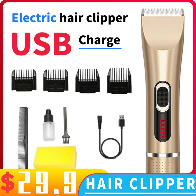 Enlarge Men Hair Clipper  Professional Blade Hair Clipper Security Electric Hair Clipper Usb Electric Cordless Beard Home Trimmer