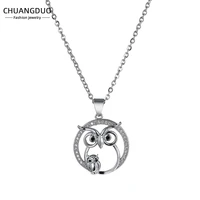 2022 new vintage zircon pendants cute owl necklace for women crystal sliver color necklaces fashion creative jewelry christmas