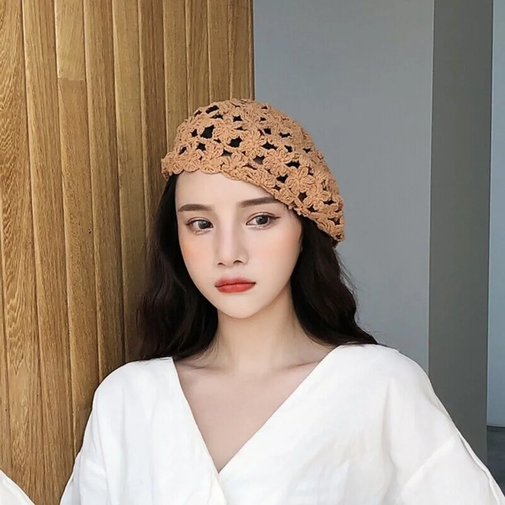 

All-match Beanie Hat Elastic Closure Crochet Beret Hat Beautiful for Summer