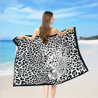 2022 summer beach towels brand rectangle unisex beach towel black leopard printed swimming bath towel 180100cm