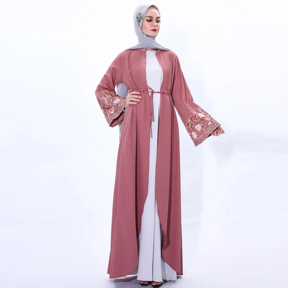 Robe Femme Musulmane Muslim Fashion Cardigan Tourism Embroidery Women Dress Kimono Belt Dubai Abaya Turkey