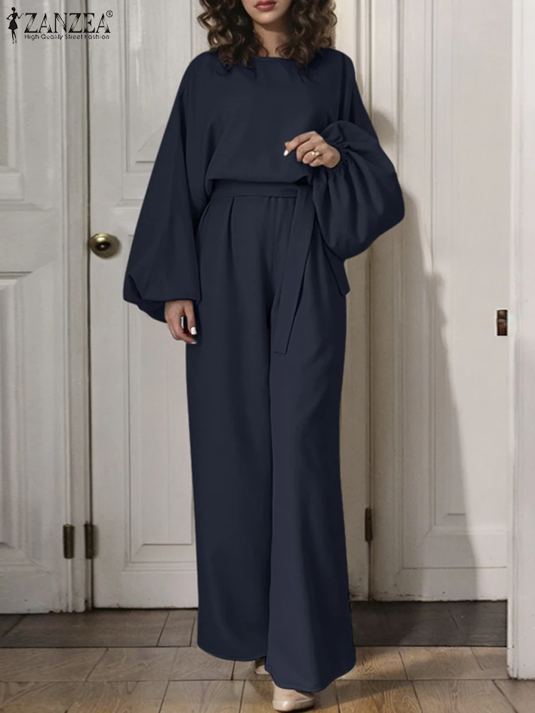 ZANZEA Повседневные женские комплекты брюк для отпуска однотонная блузка с